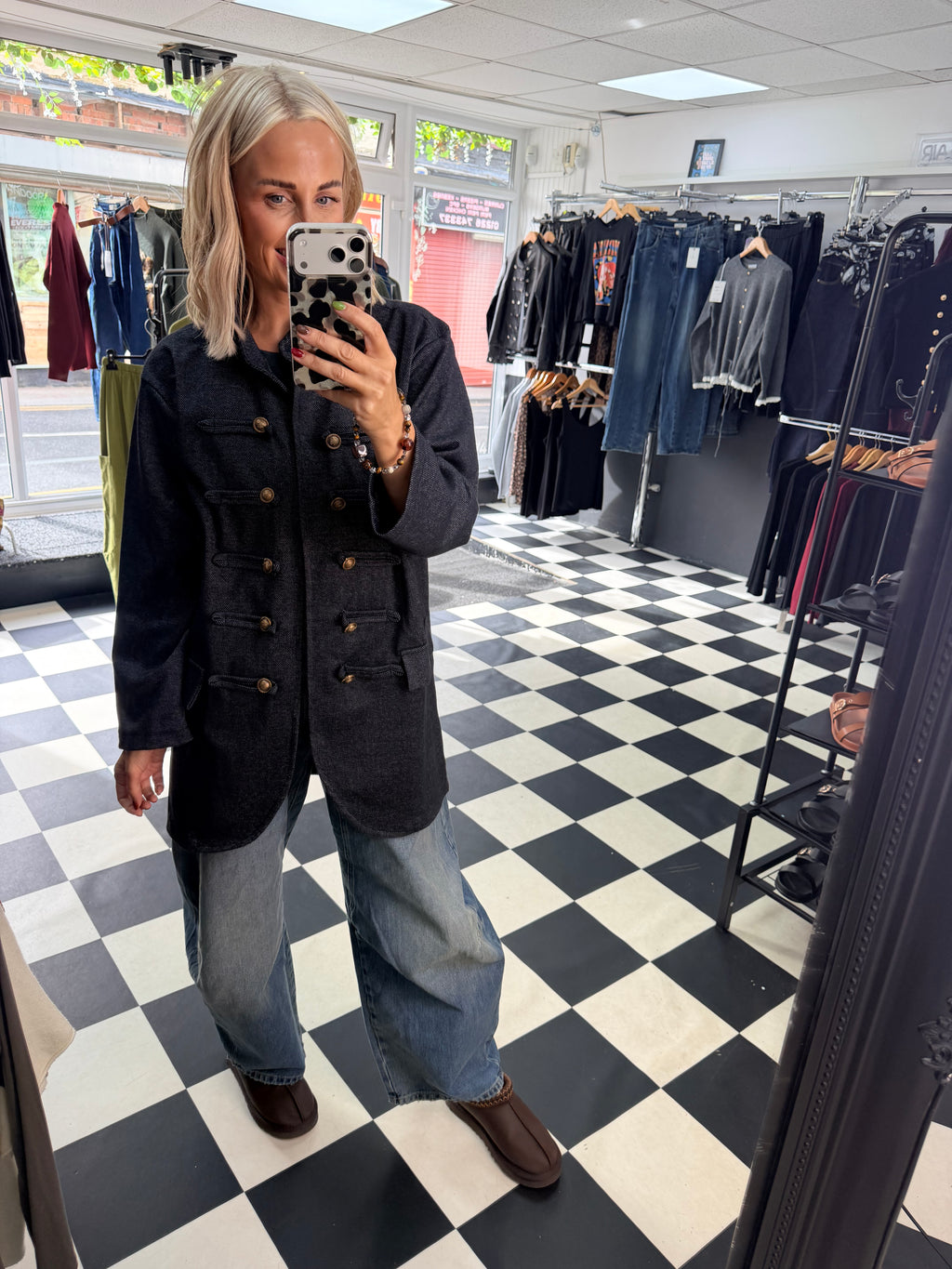Herringbone Military Jacket Denim