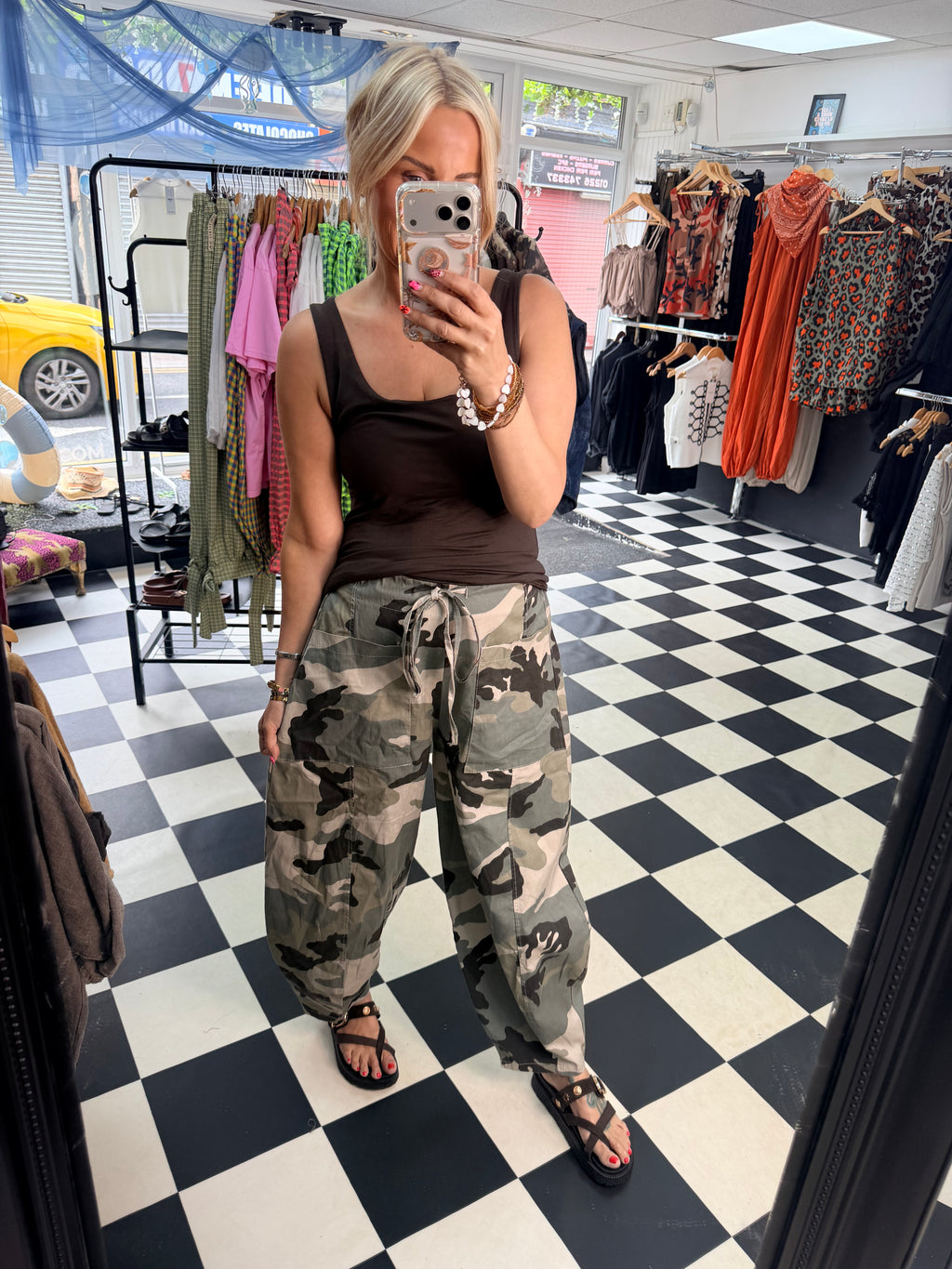 Camo Barrel leg trousers khaki