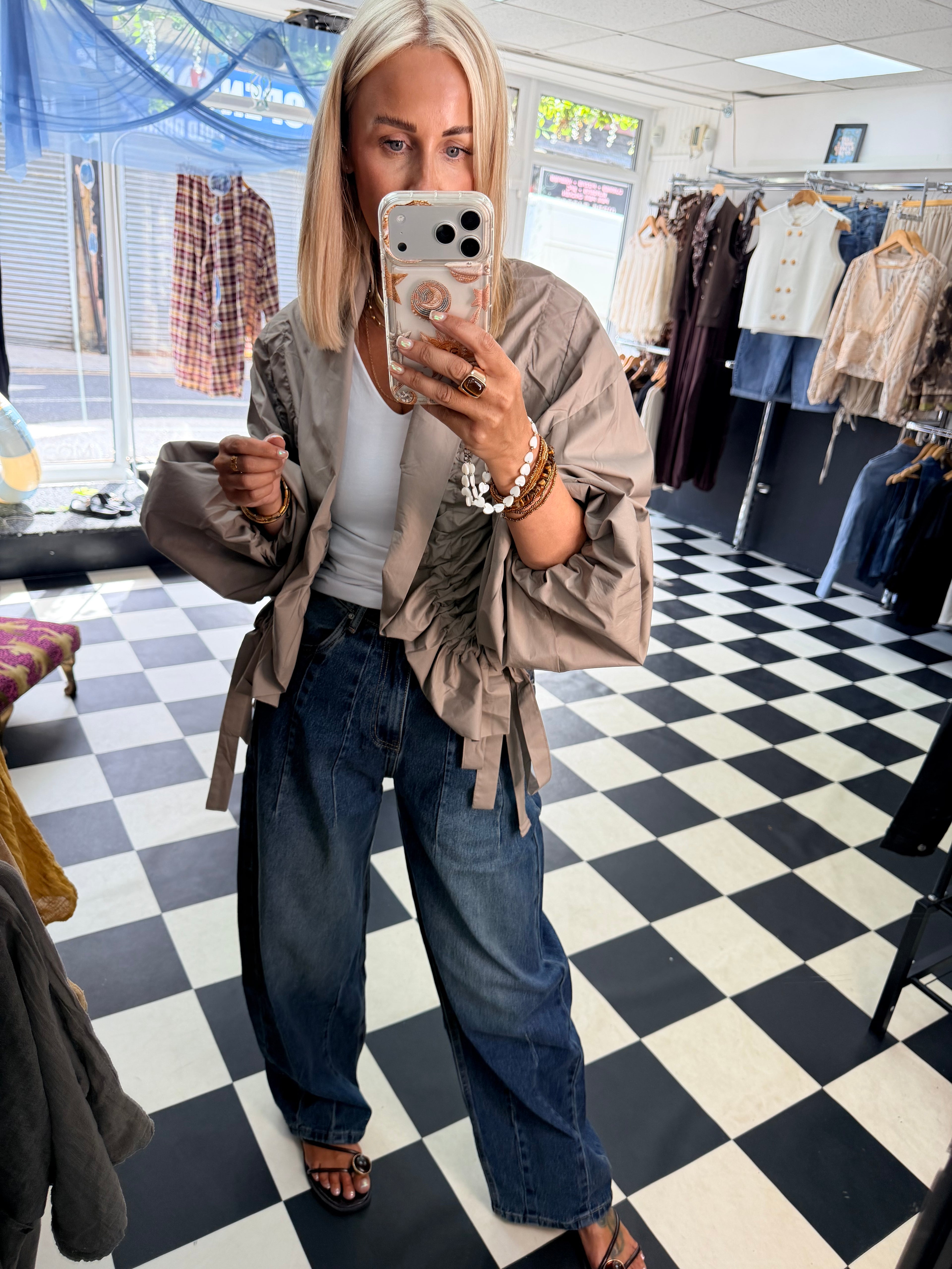 Ruffle Lightweight Jacket Taupe - Pre Order due in Friday next week approx