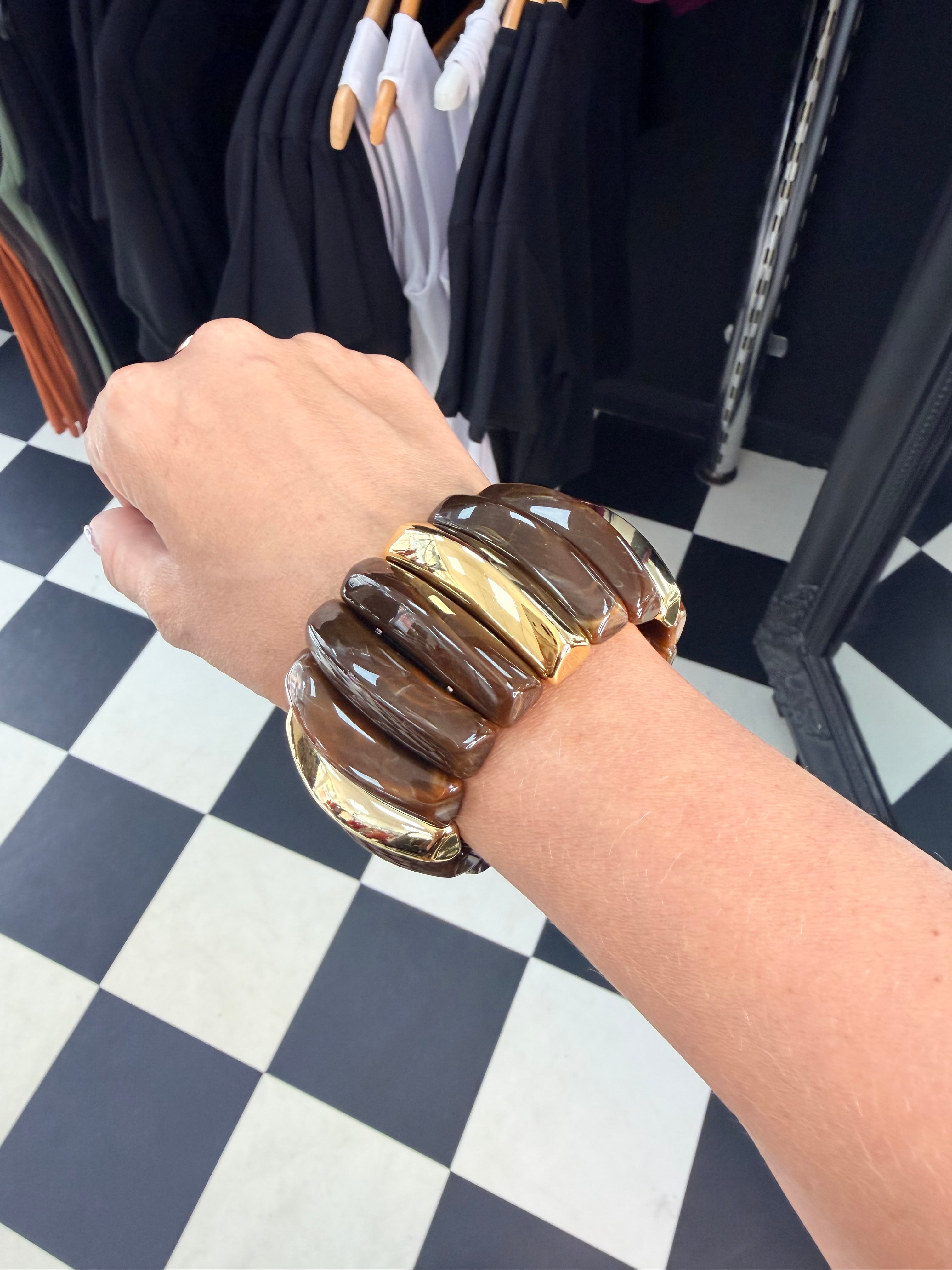 Chocolate and Gold Stretchy bangle
