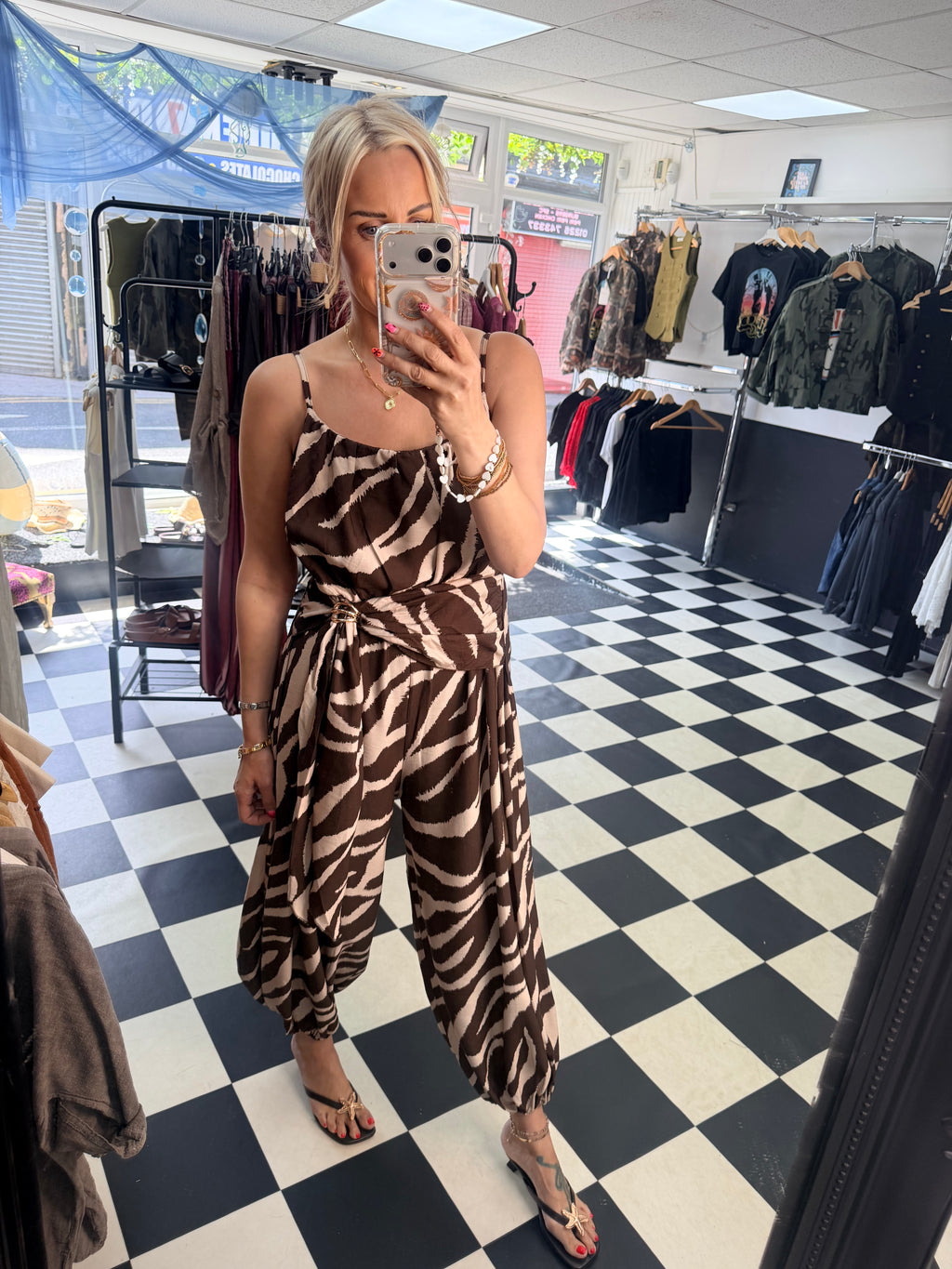Wrap Crinkle Jumpsuit Coffee and Cream