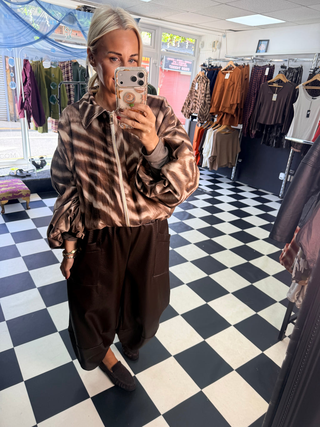 PU Tulip Trousers Chocolate