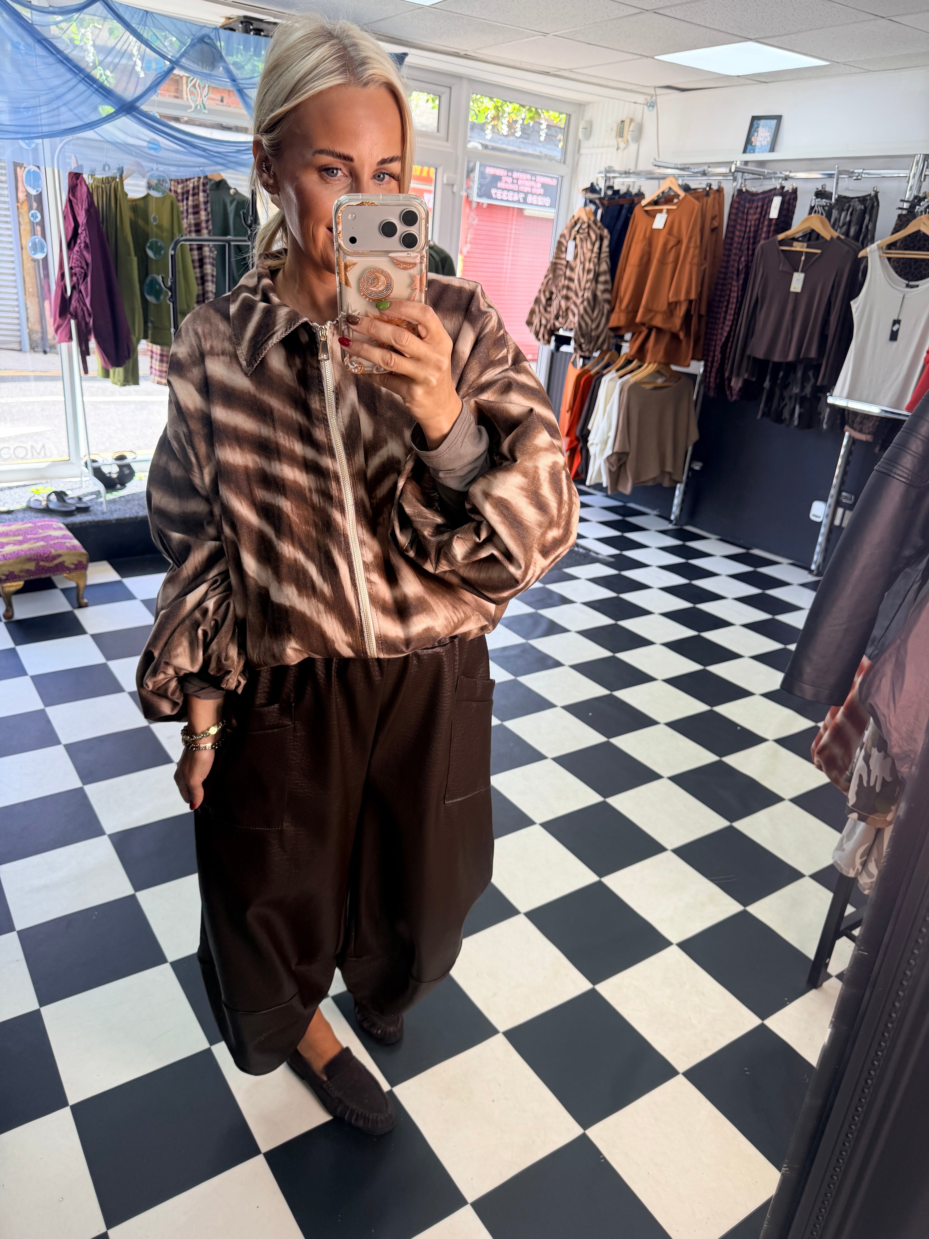 PU Tulip Trousers Chocolate