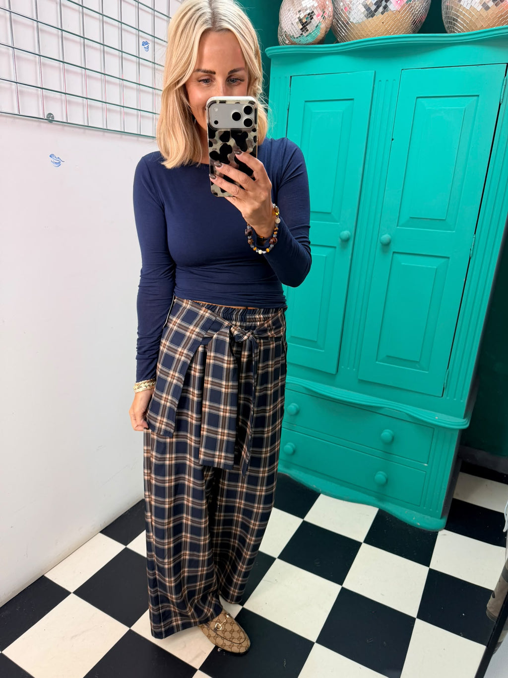 Shirt Tied Wrap around the waist trouser - Navy