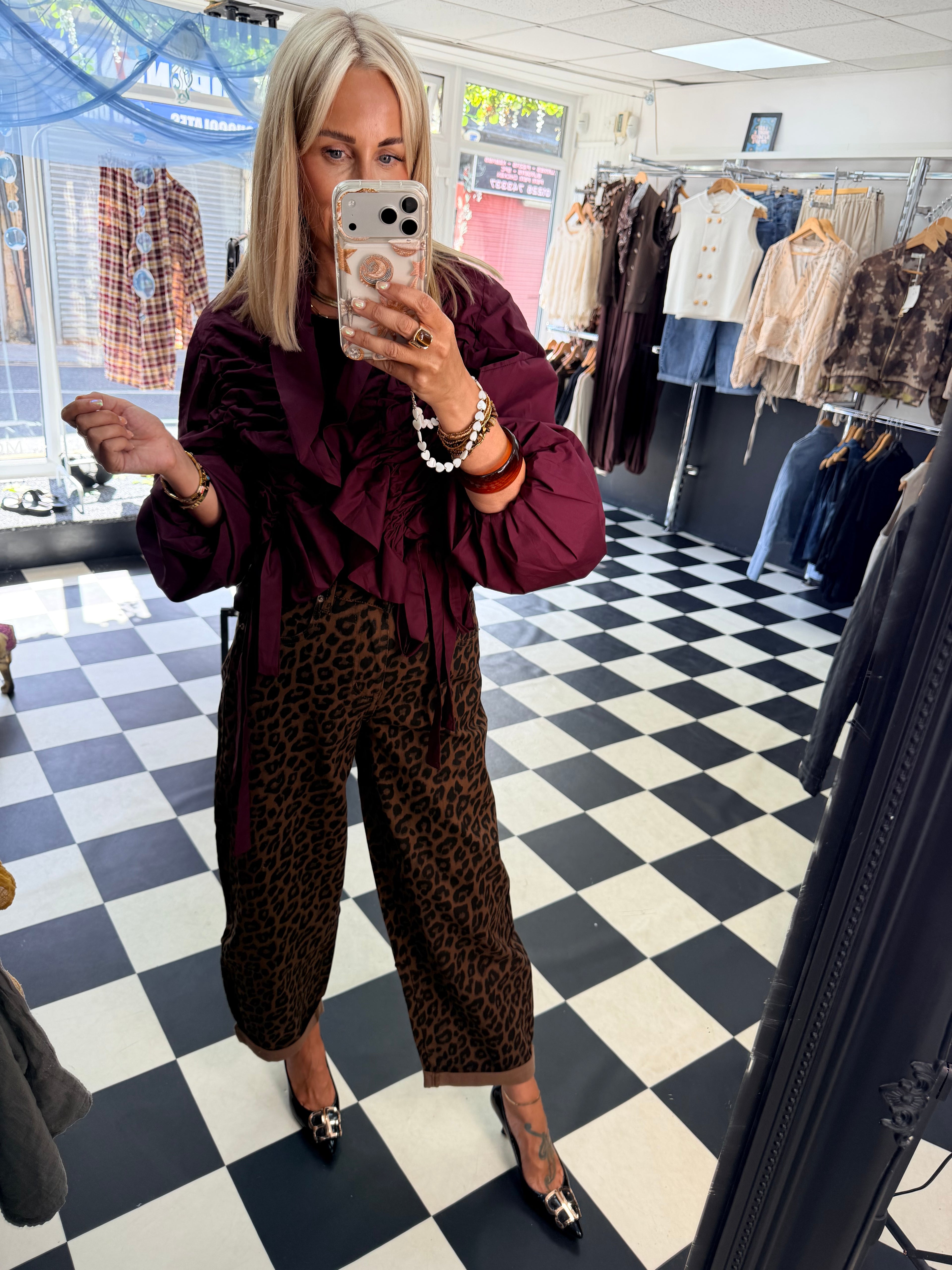 Ruffle Lightweight Jacket Wine