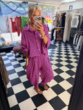 Neon Gingham Shirt Blue and Hot pink