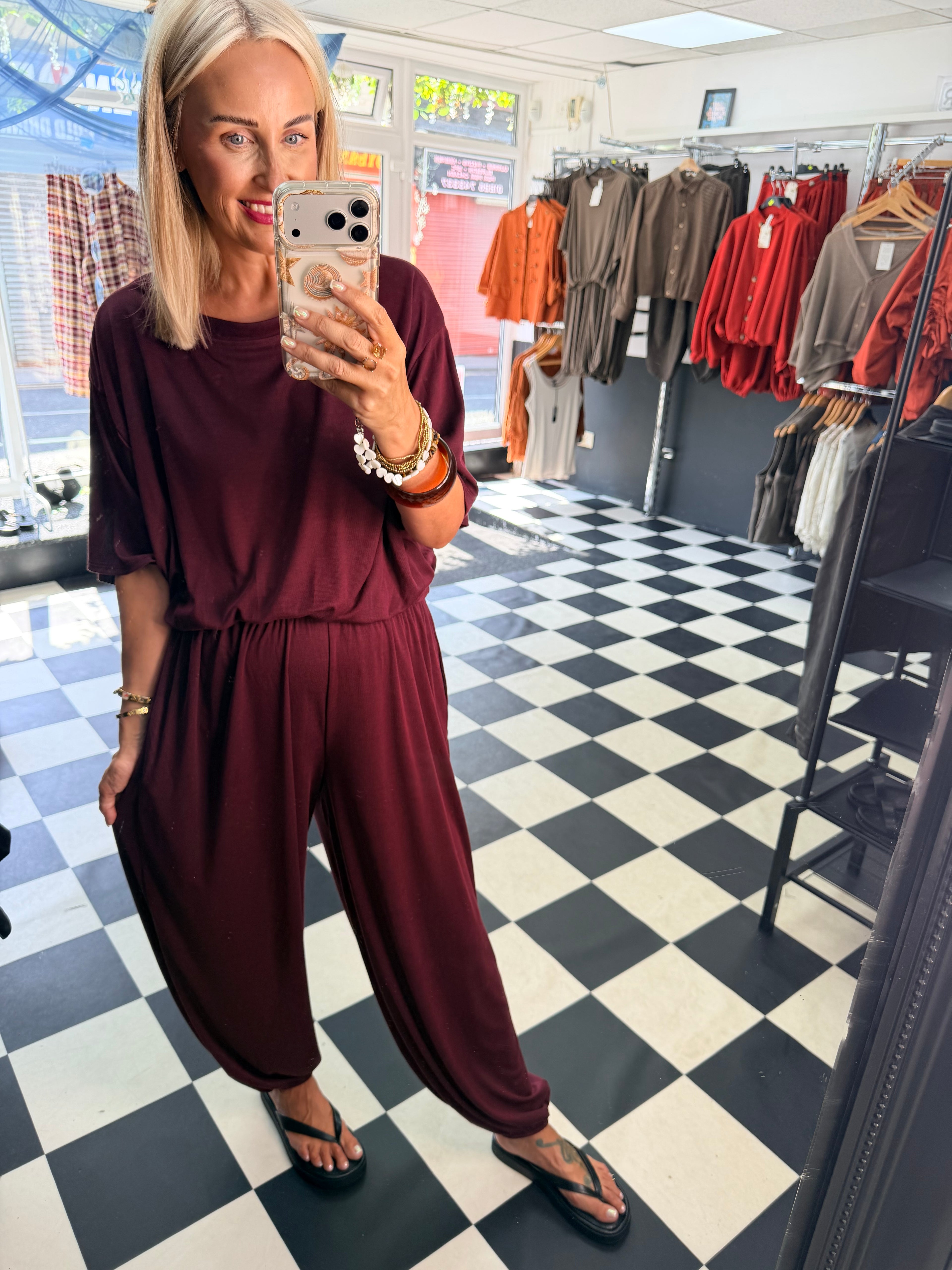Weekend Slouch Co Ord Wine