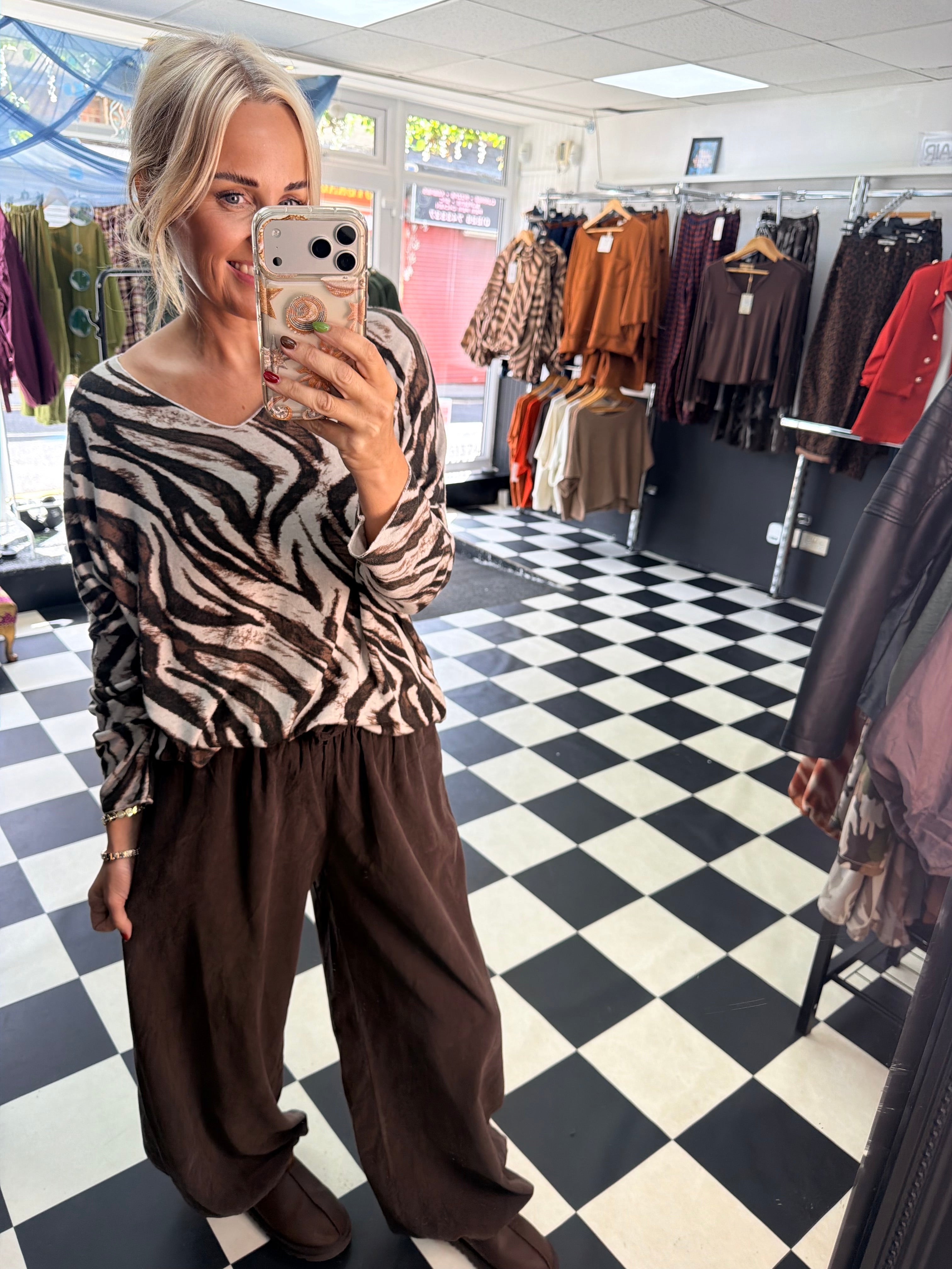 Zebra Slouchy Jumper Cream