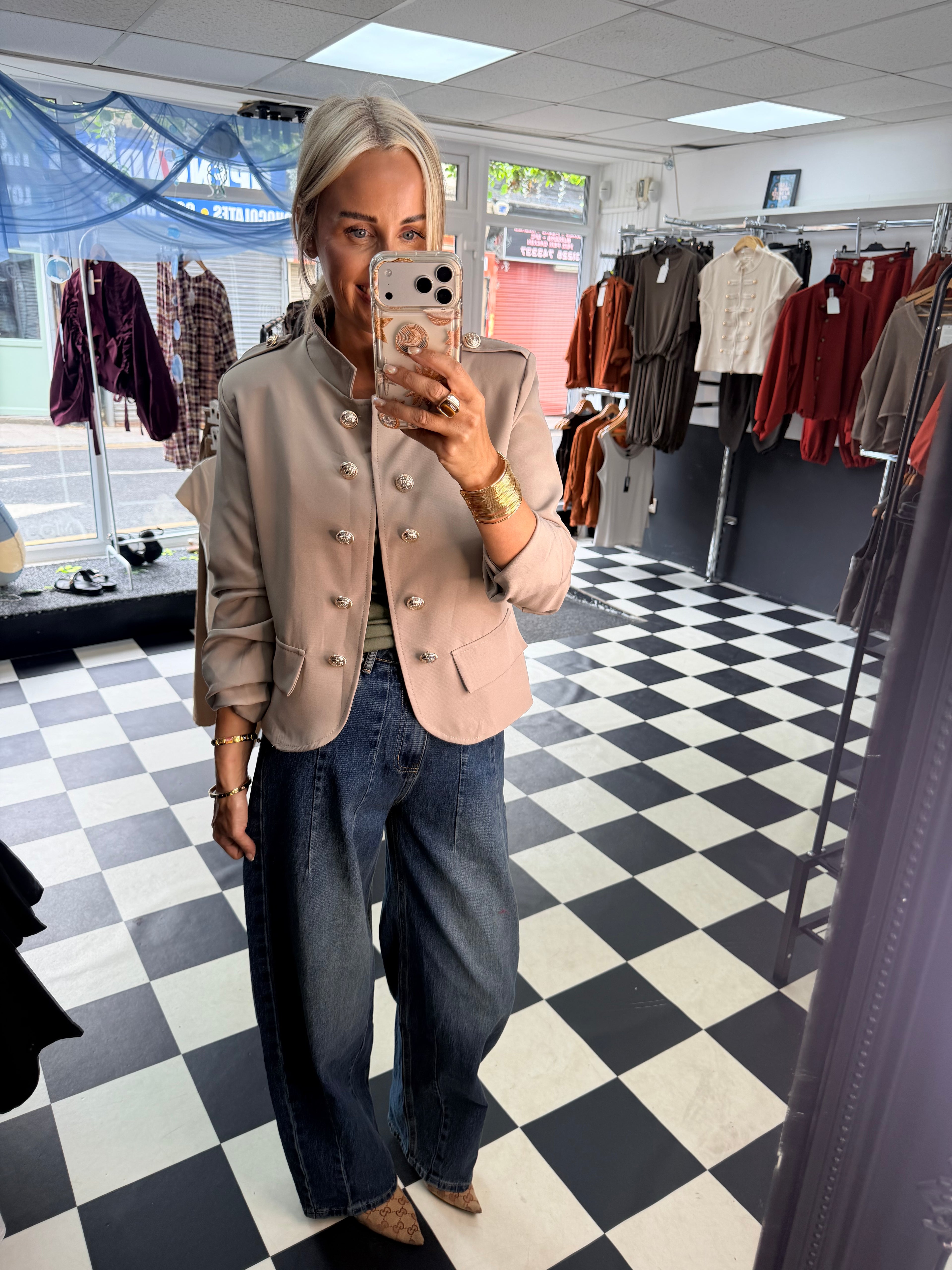 Military Crop Blazer Mocha
