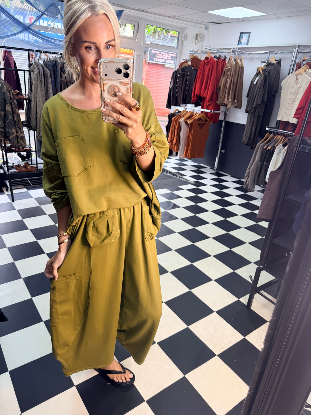 Utility top olive green
