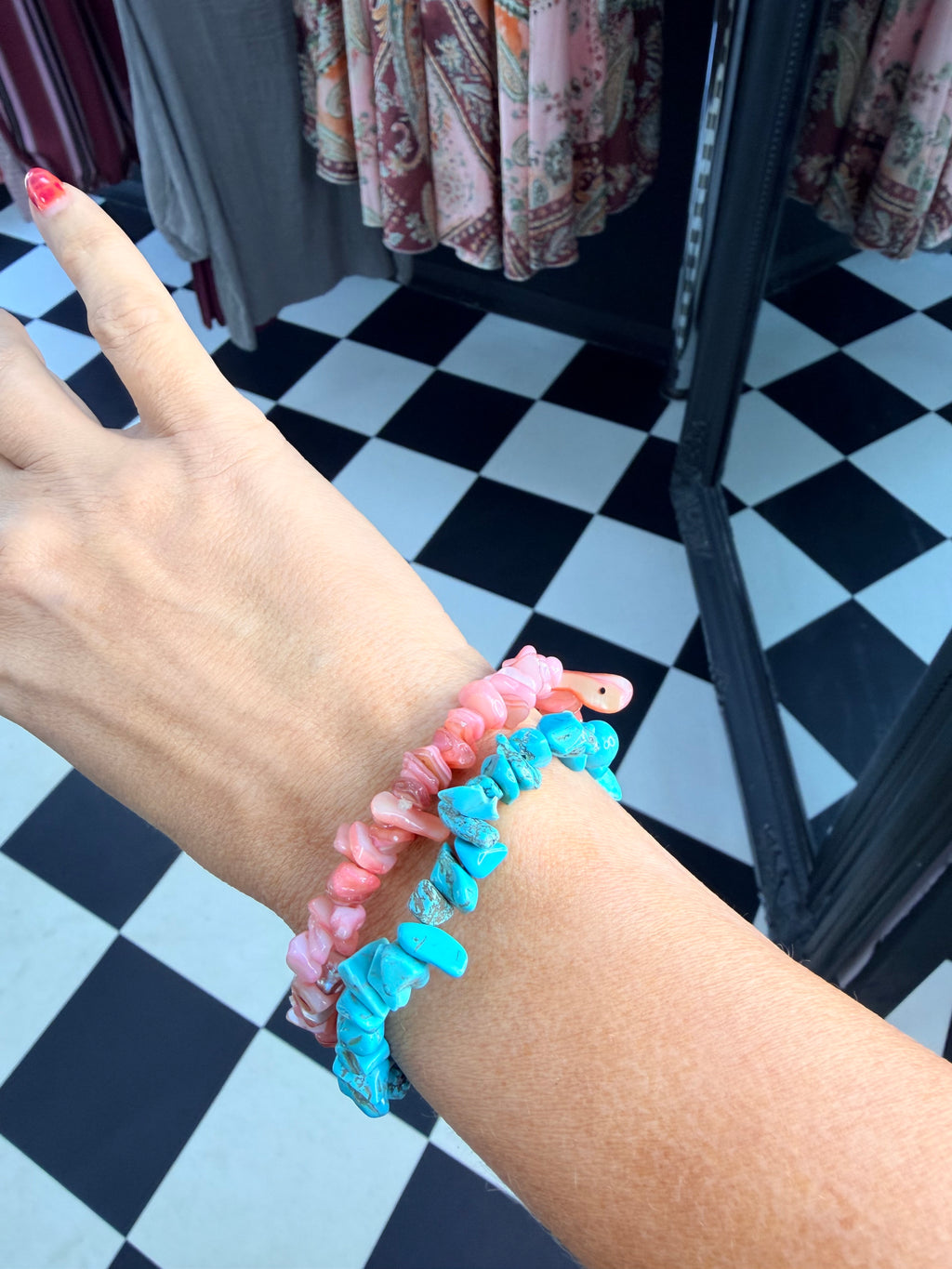 Stone Bracelet Chocolate Pink