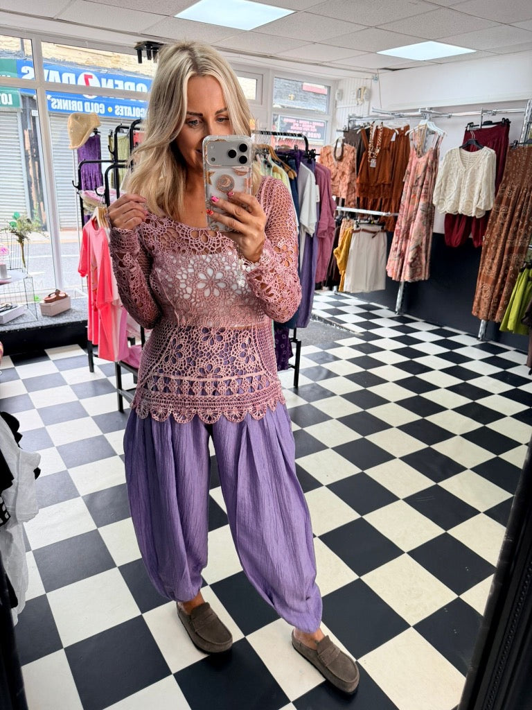 TikTok Crinkle Trousers Lilac