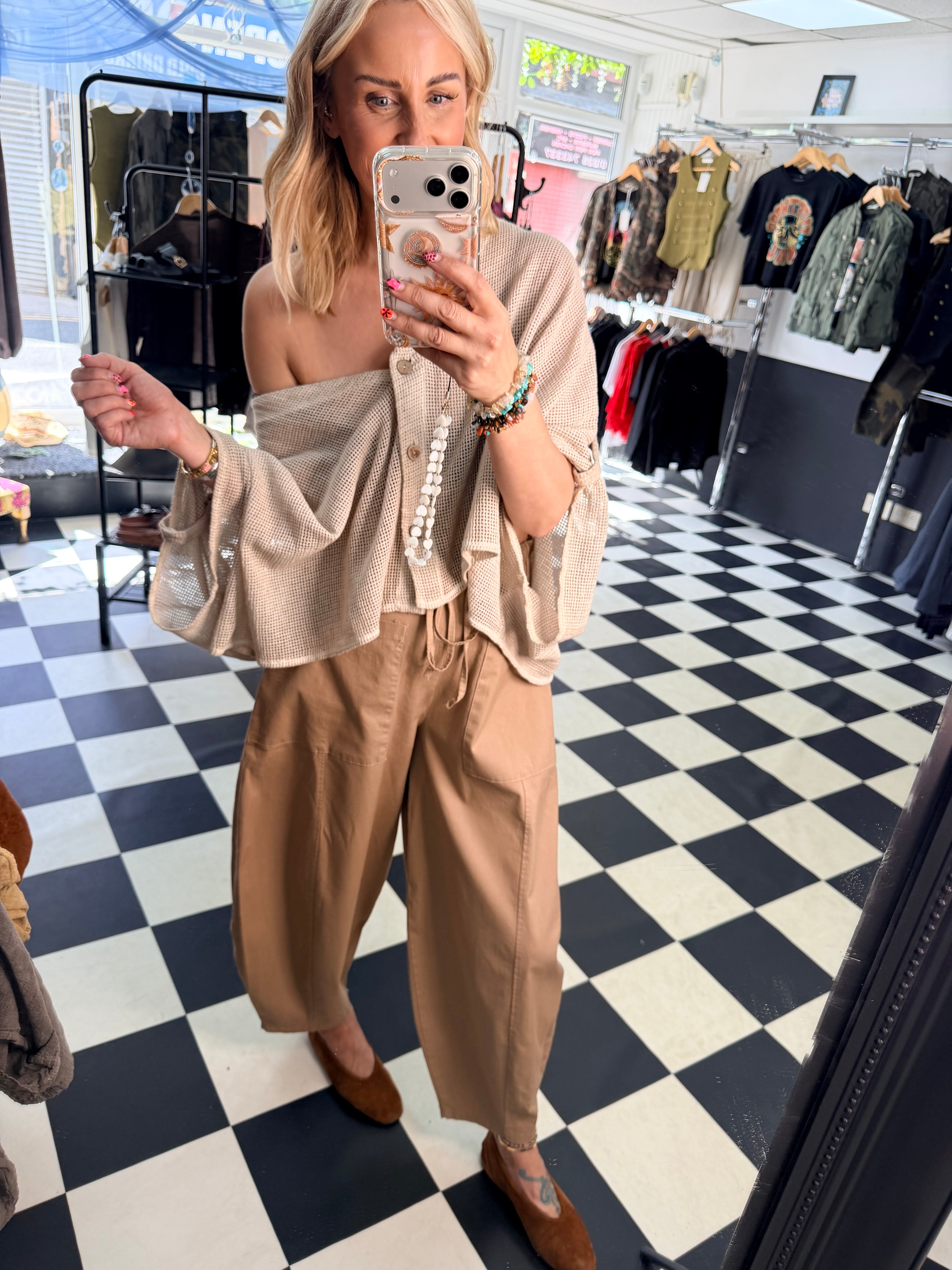 Barrel Leg Trousers Camel