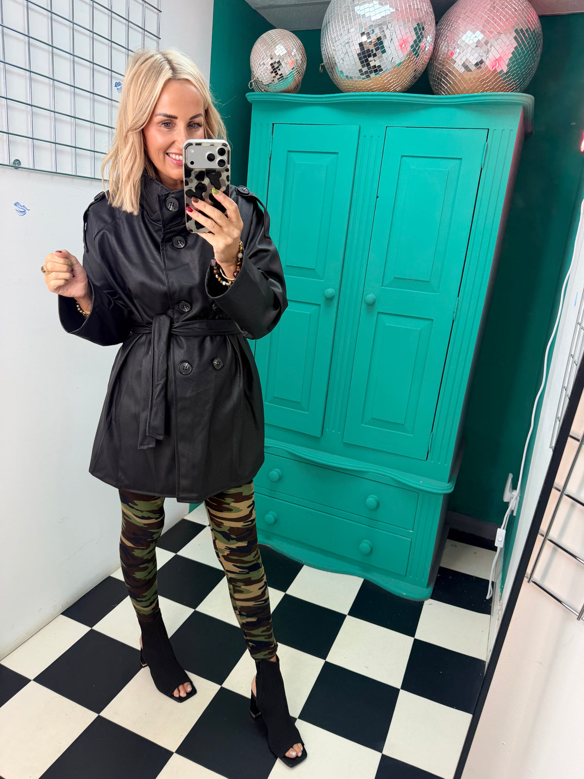PU Midi Trench Coat Black