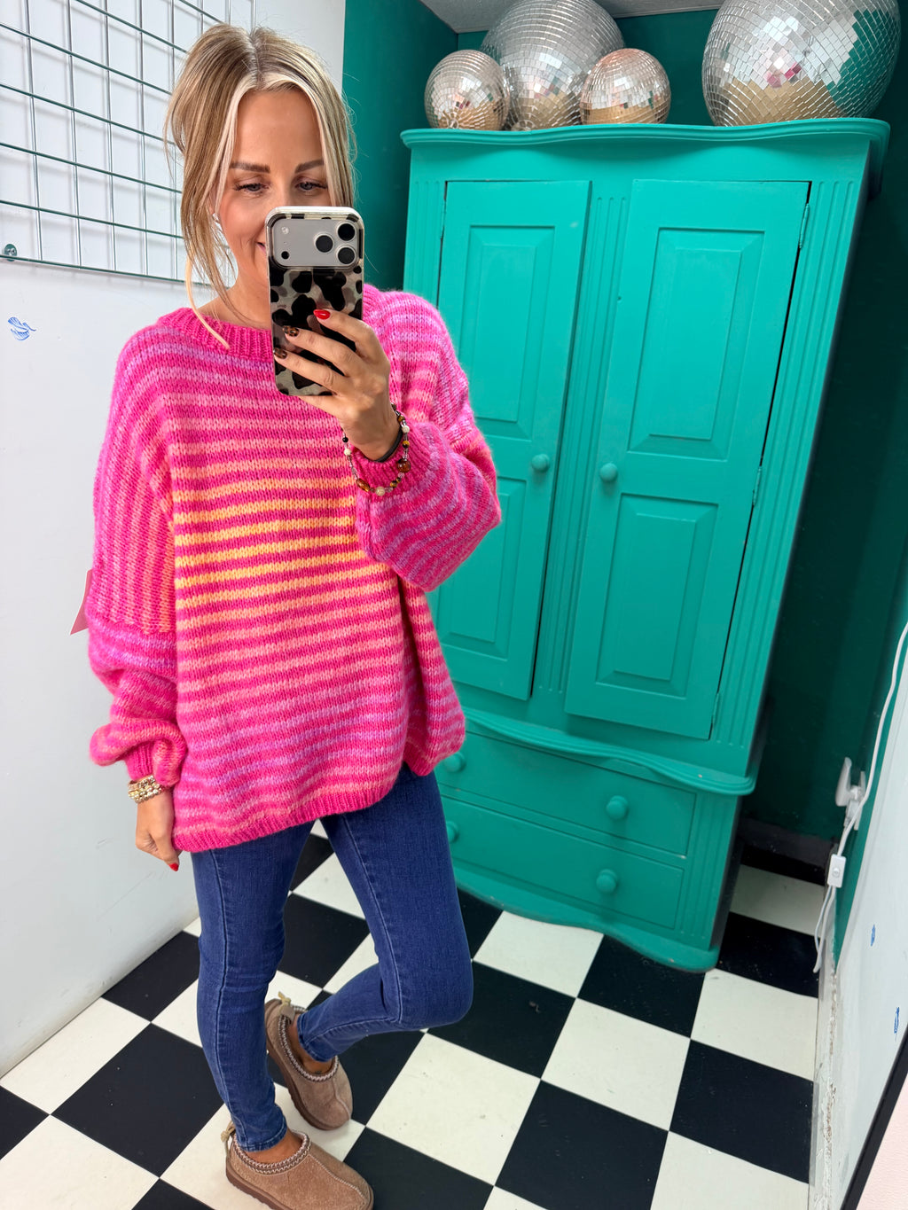 Colour Crush Stripe Jumper Pink