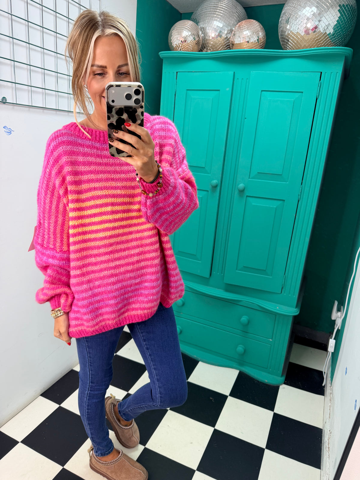 Colour Crush Stripe Jumper Pink