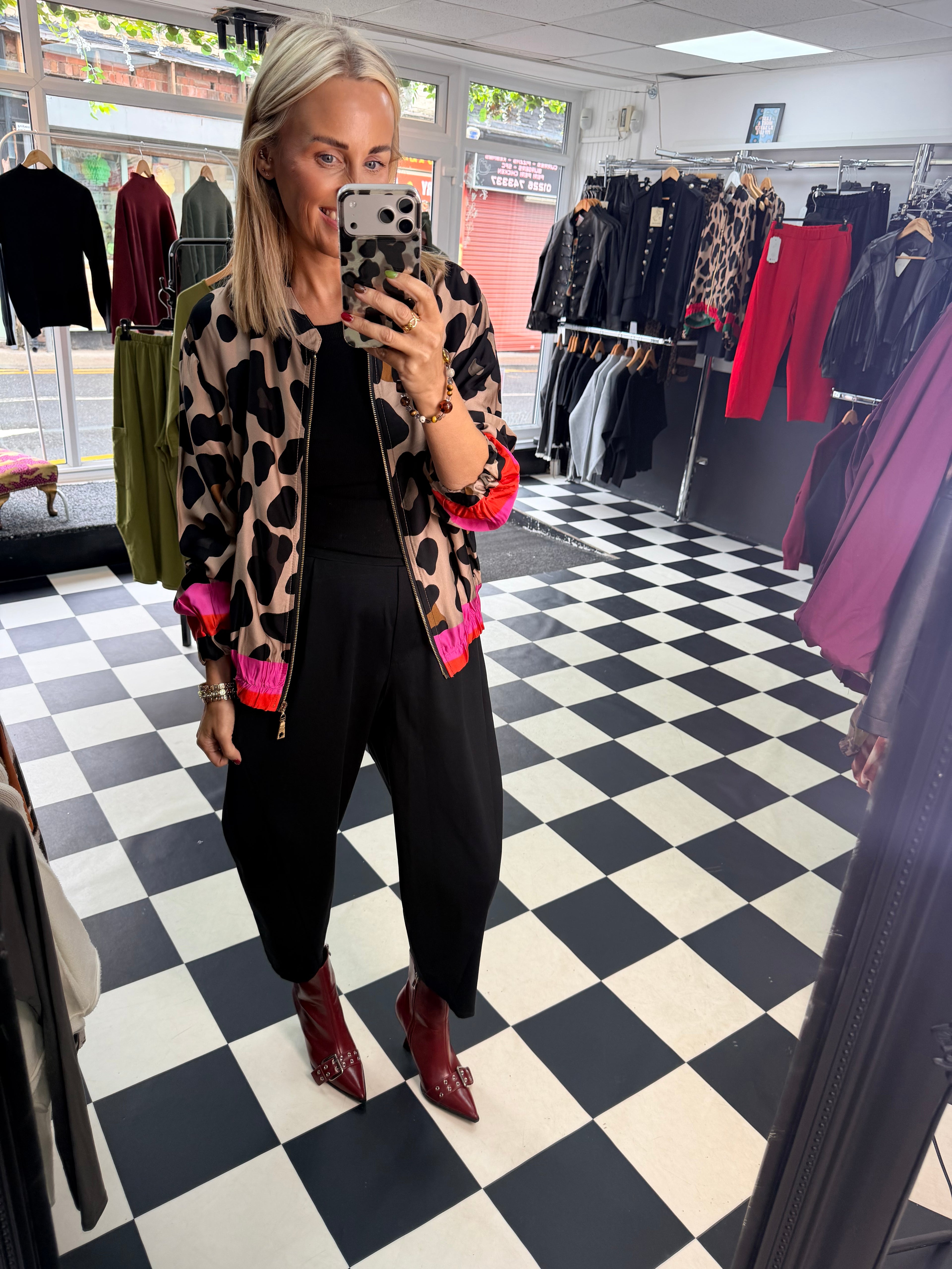 Animal Bomber Jacket Pink and Orange