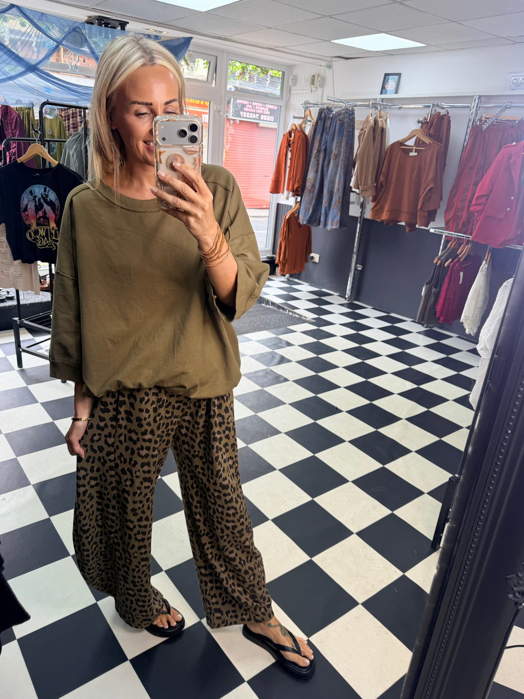 Crop Sleeved Slouchy Sweatshirt Green