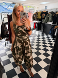Wrap Crinkle Jumpsuit Camo Print-Pre Order Due in 31st July Approx