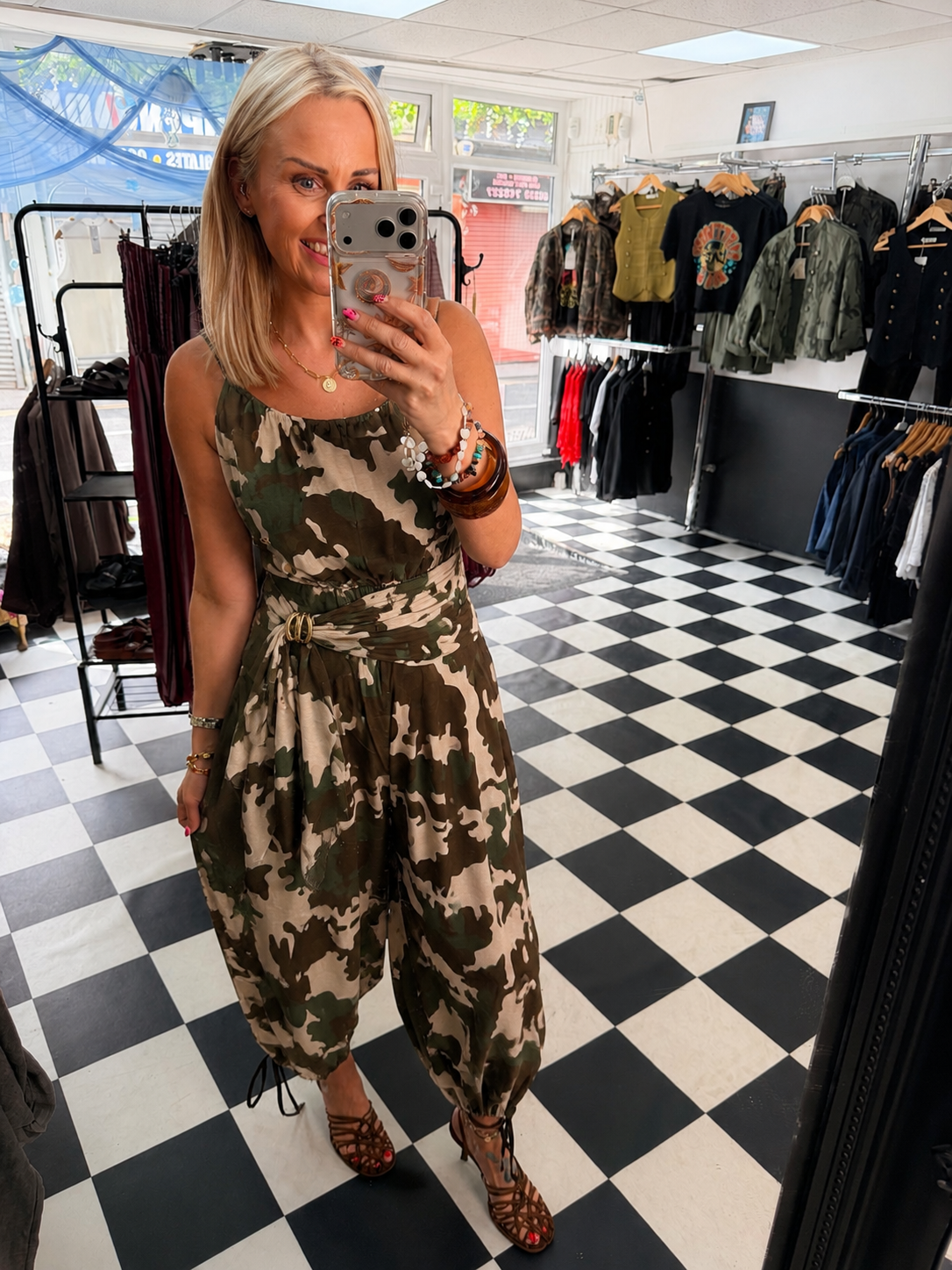 Wrap Crinkle Jumpsuit Camo Print-Pre Order Due in 31st July Approx