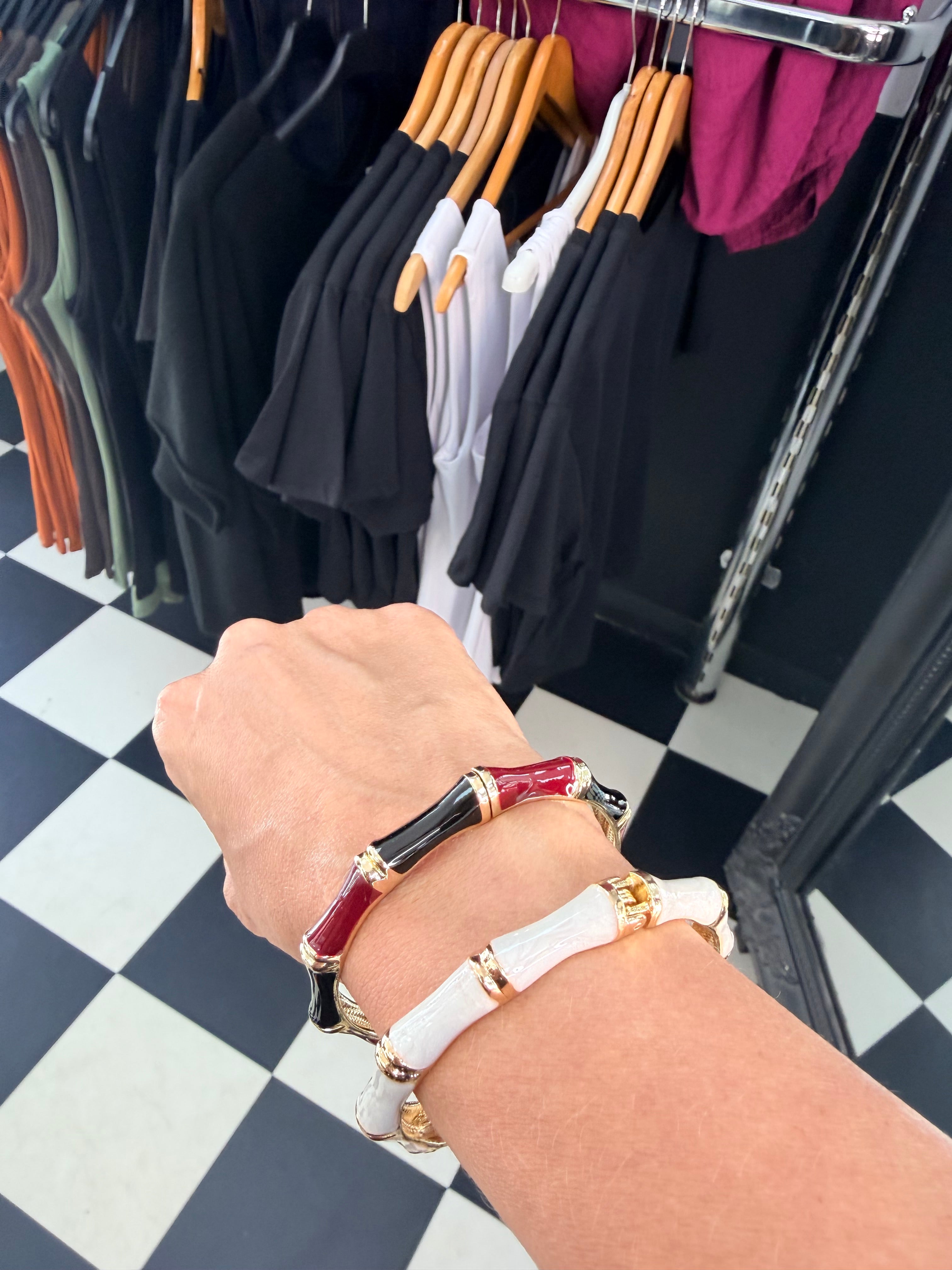 Thin Bangle White and Gold