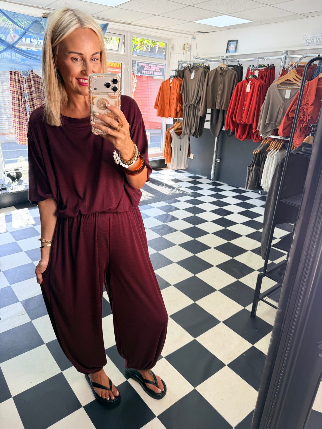 Weekend Slouch Co Ord Wine