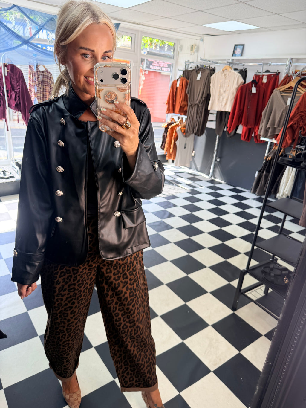 Boxy Style Pu Blazer Black
