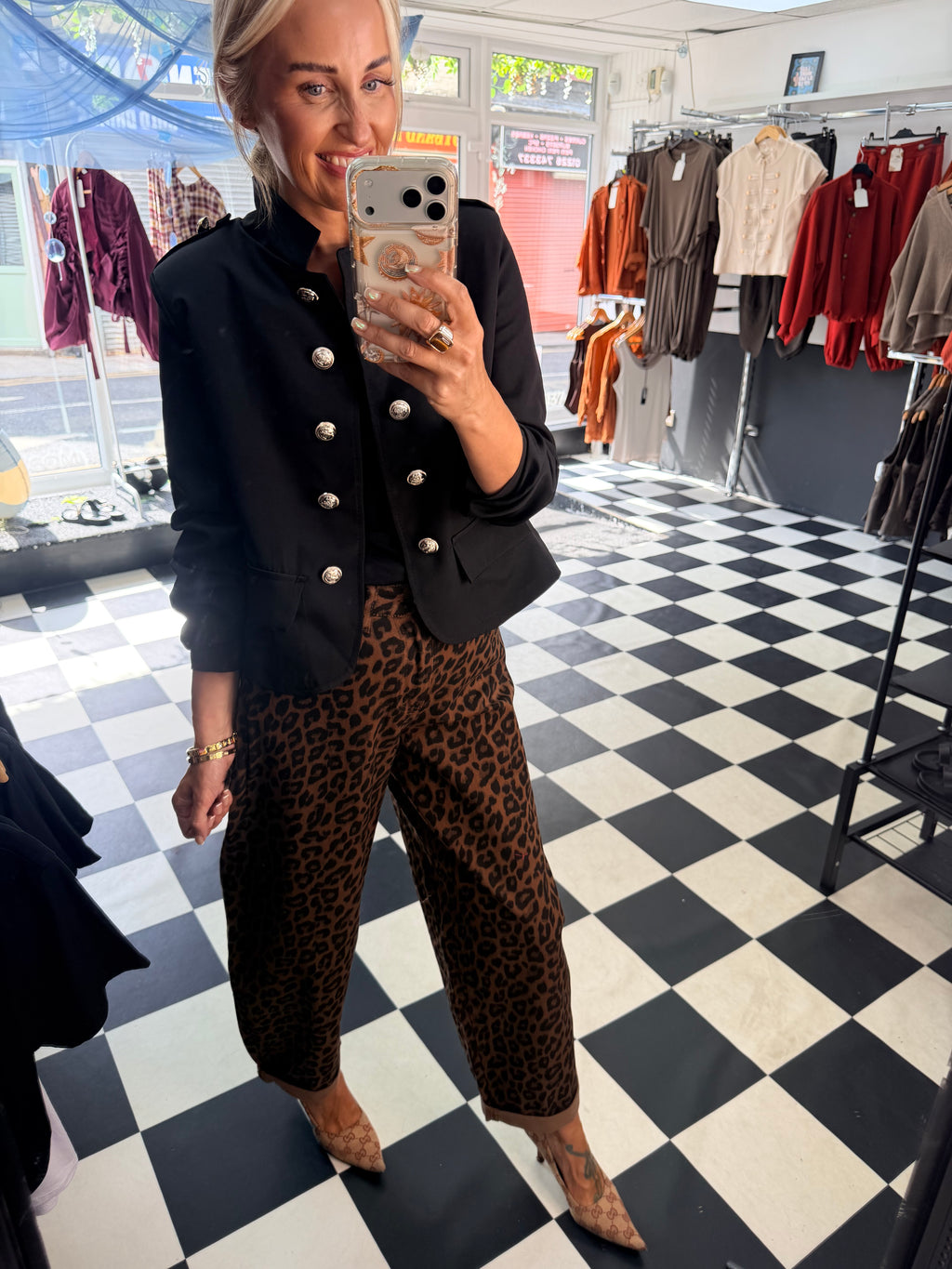 Military Crop Blazer Black