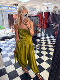 Wrap Crinkle Jumpsuit Green