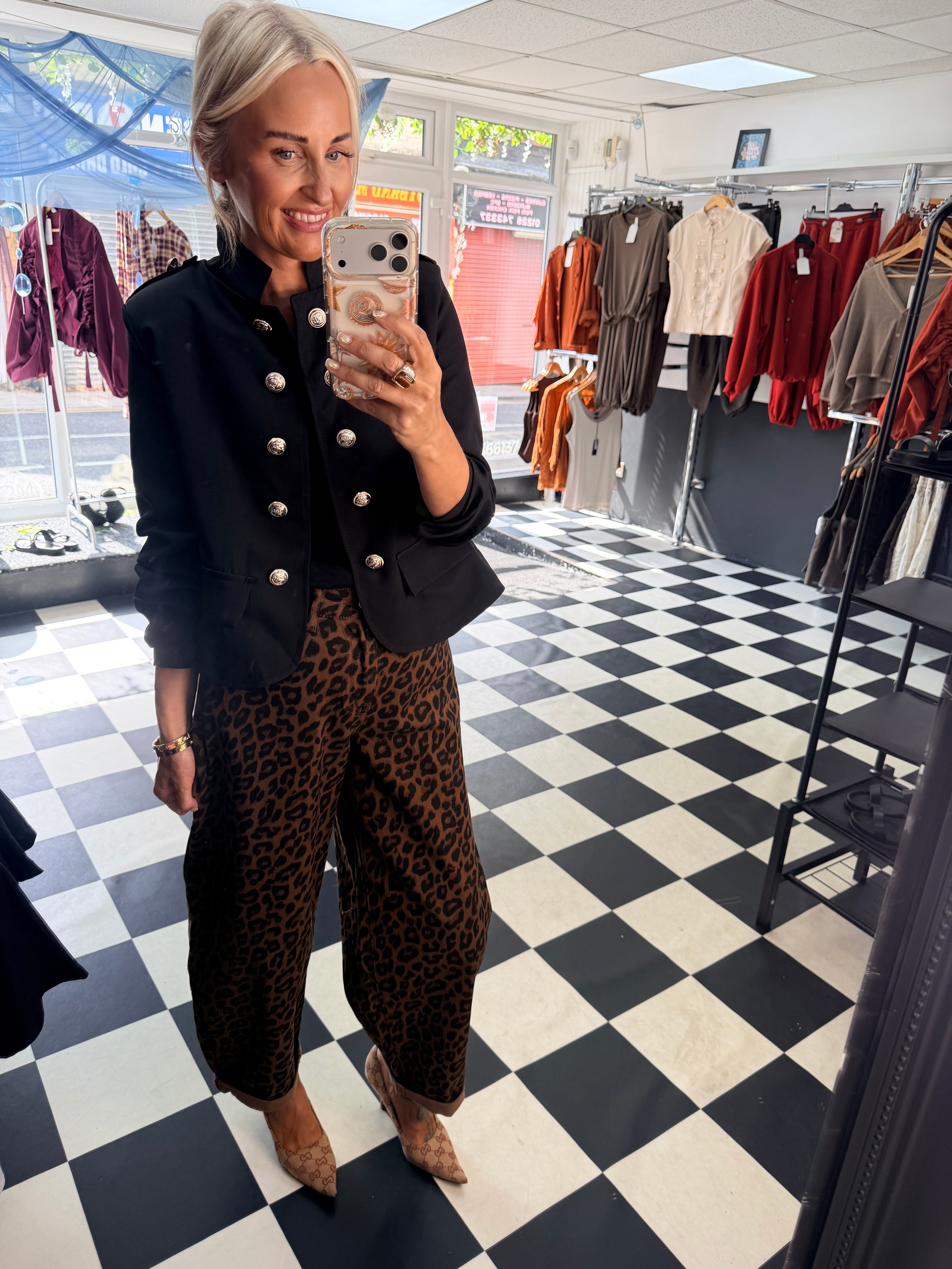Military Crop Blazer Black