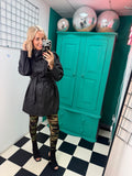PU Midi Trench Coat Black