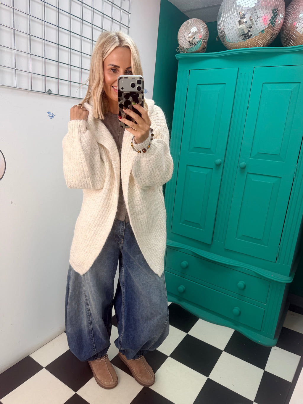 Chunky Hooded Cardigan Cream