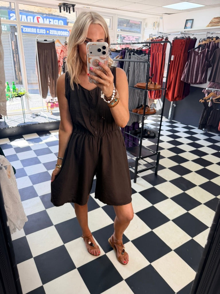 Crochet Boho Playsuit Chocolate