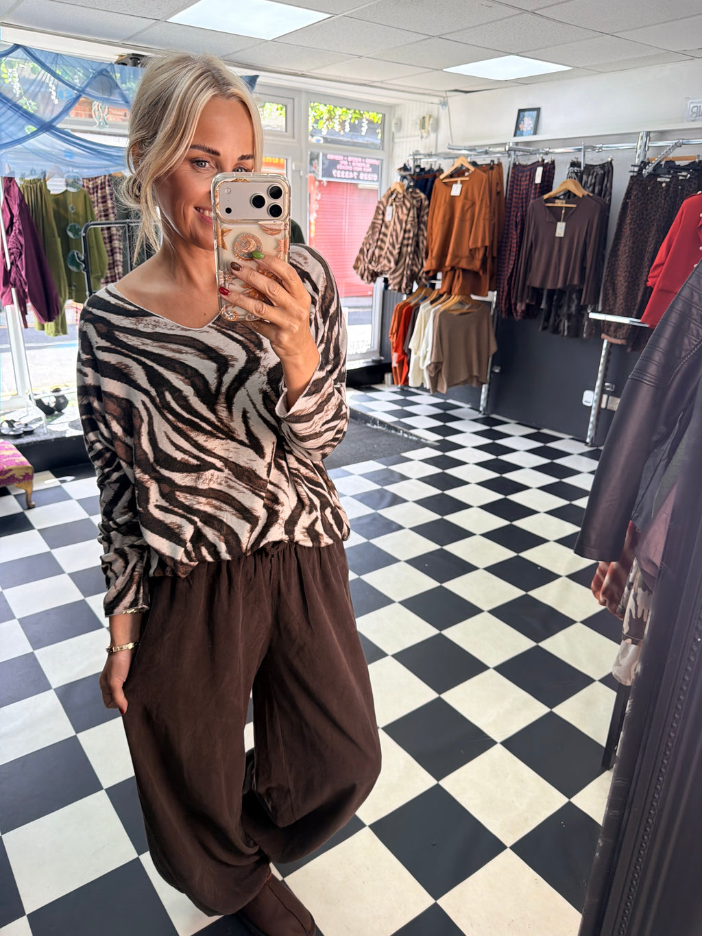 Zebra Slouchy Jumper Cream
