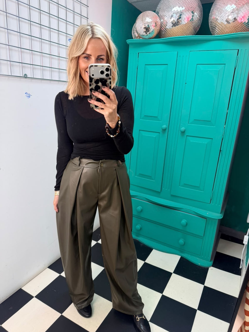 Sienna Pu Trousers - Khaki