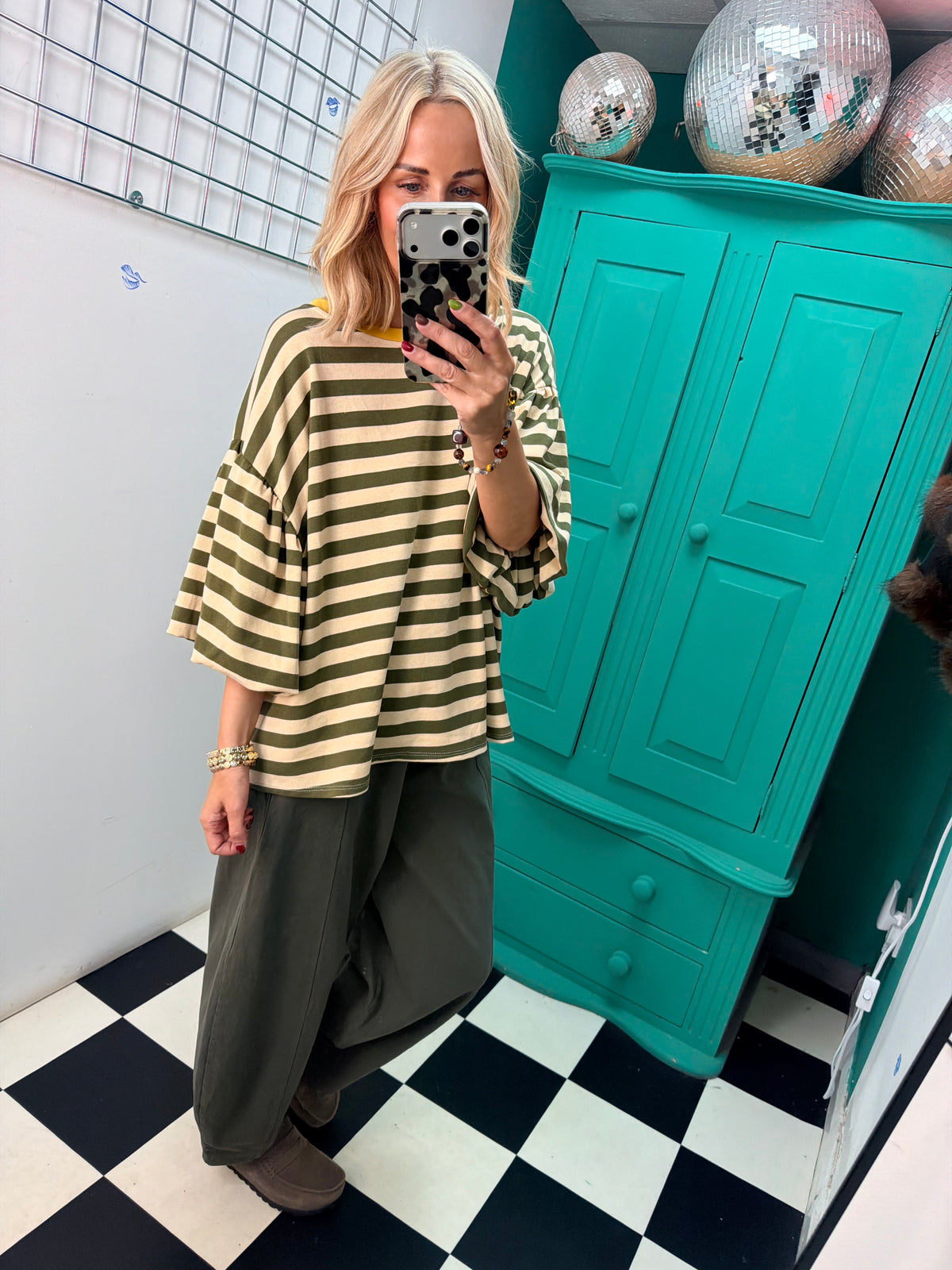 The Harper stripe - green and cream