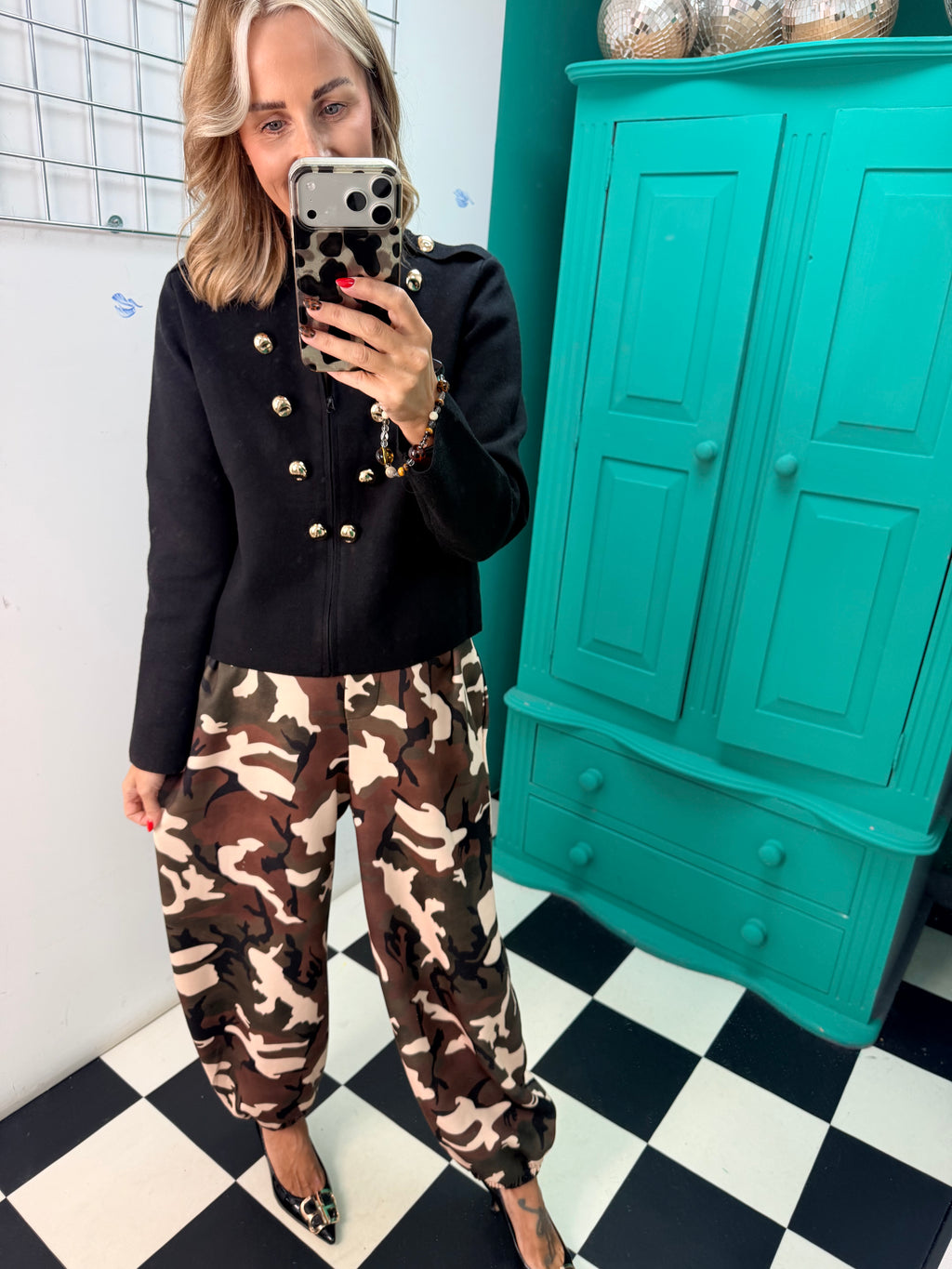 The Portia Military Style Cardigan Jacket Khaki (Copy)