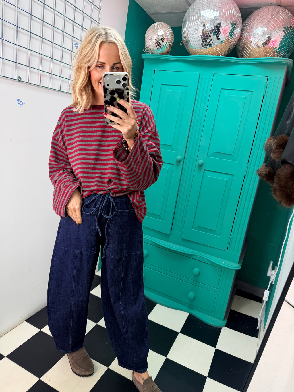 The cosy stripe - Grey and wine