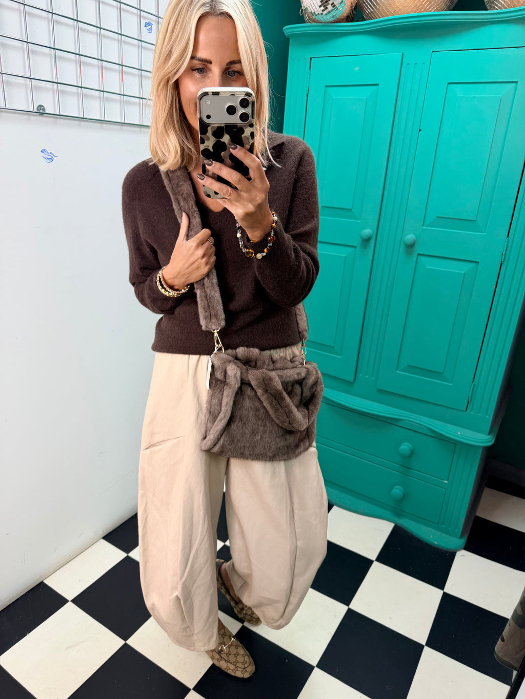 Luxe Faux fur Shoulder bag - Mocha