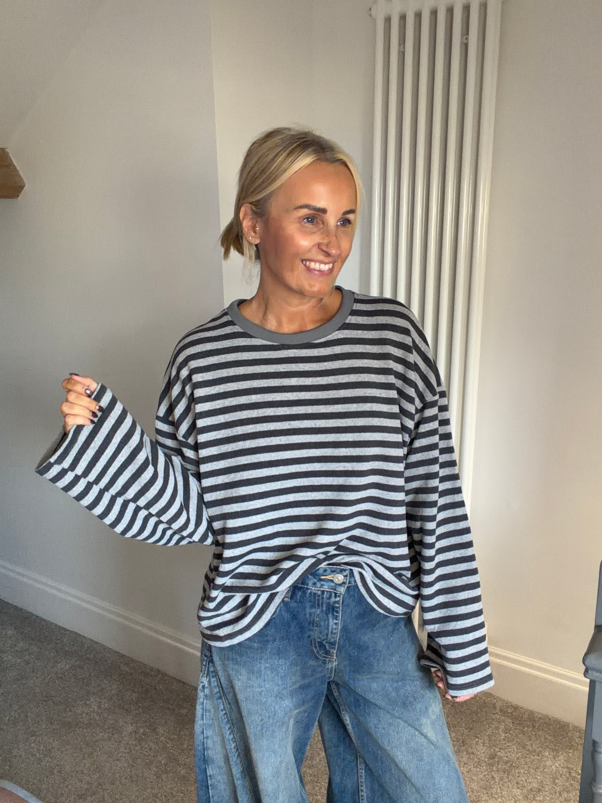 Weekend slouch stripe Grey and Slate  Special Buy