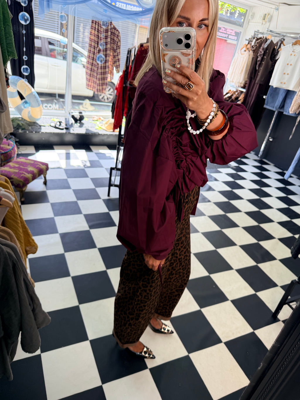 Ruffle Lightweight Jacket Wine