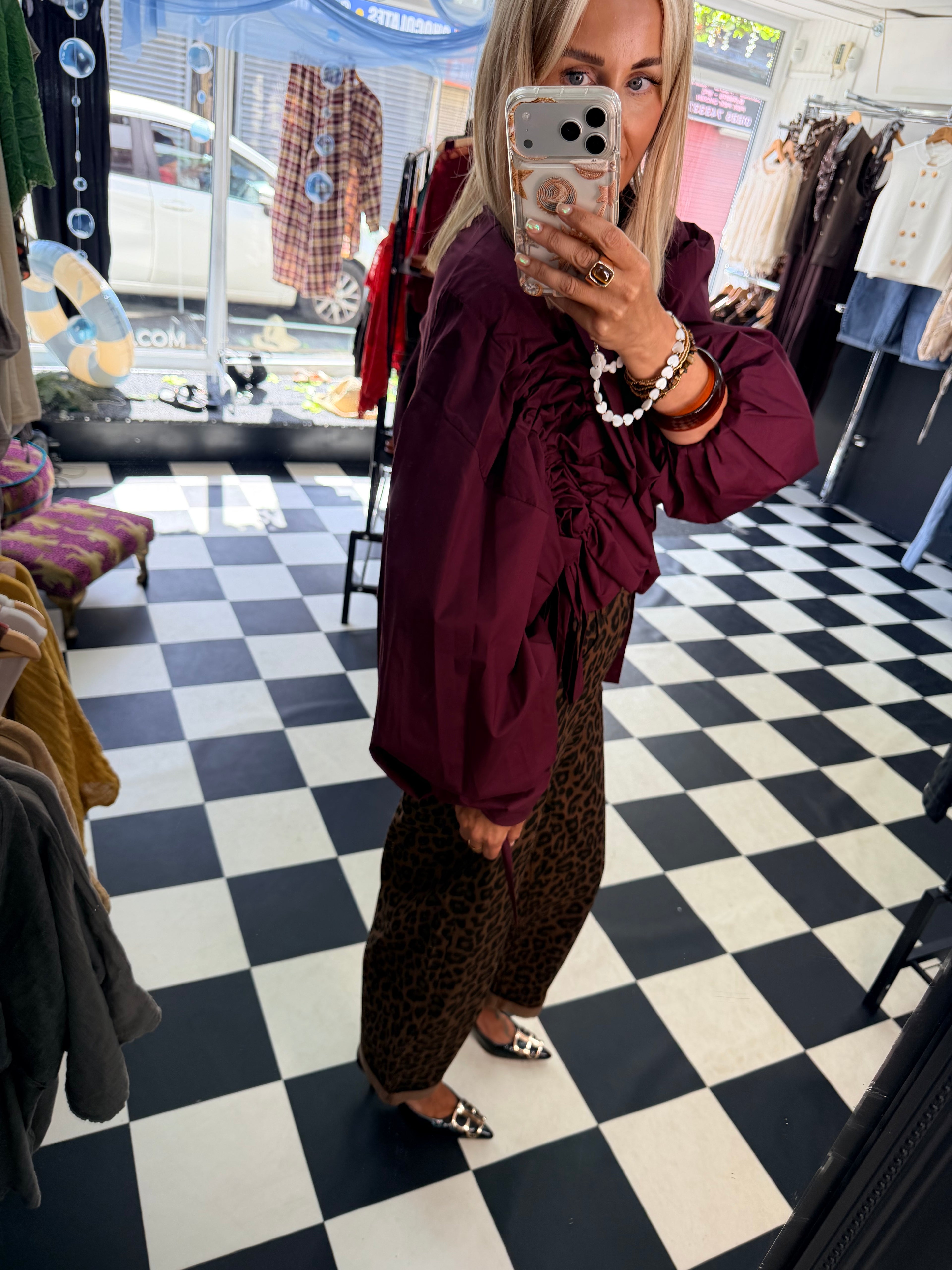 Ruffle Lightweight Jacket Wine