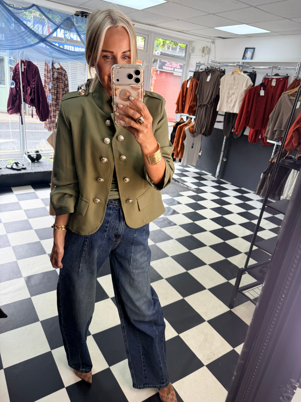 Military Crop Blazer Khaki