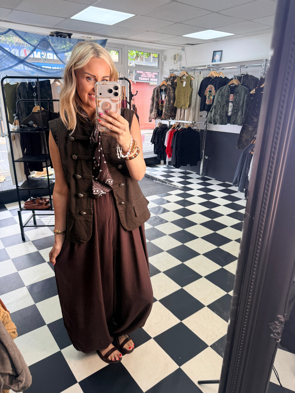 Bandana Scarf Jumpsuit Chocolate