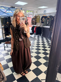 Denim Military Waistcoat Chocolate