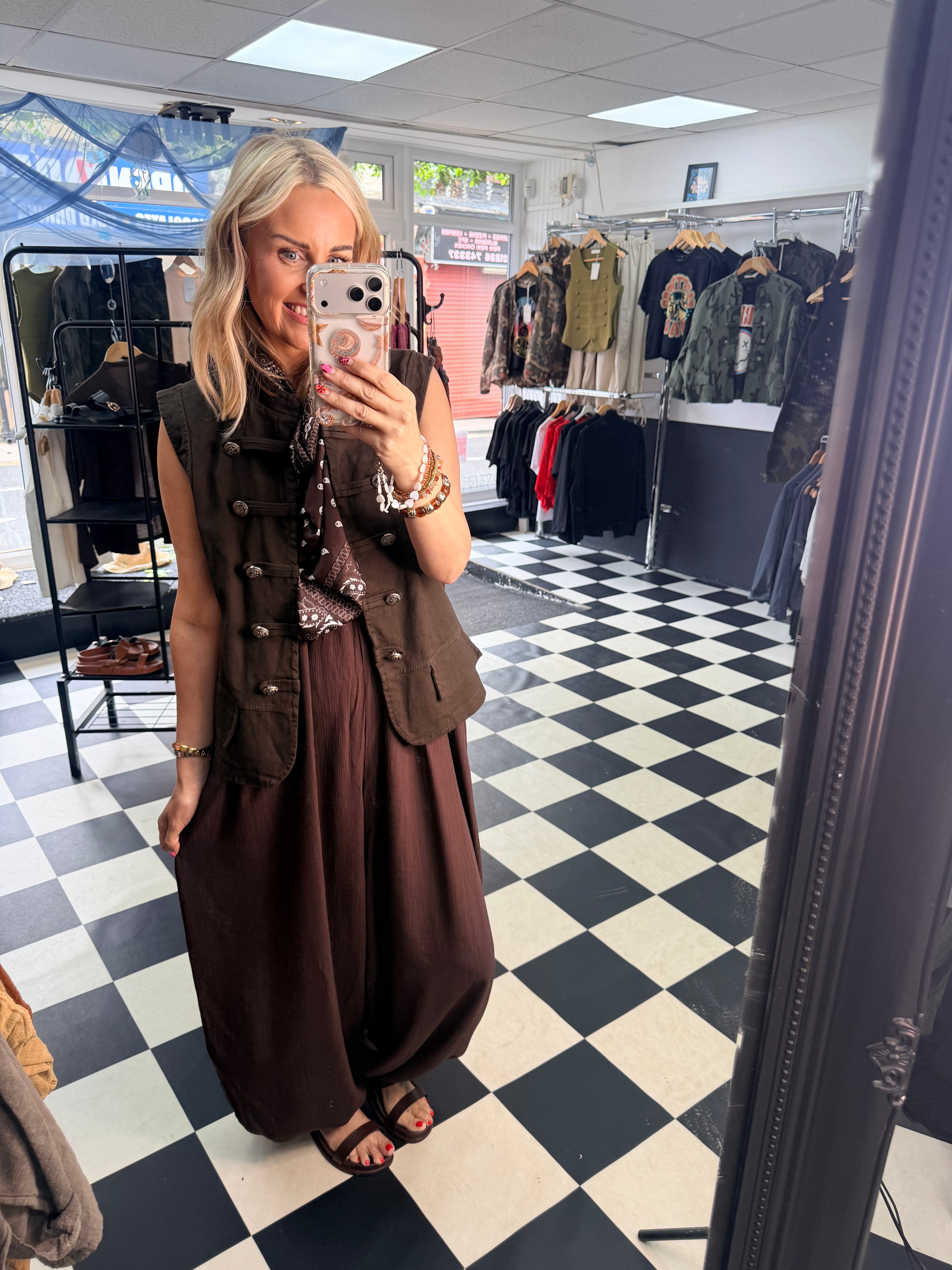 Bandana Scarf Jumpsuit Chocolate