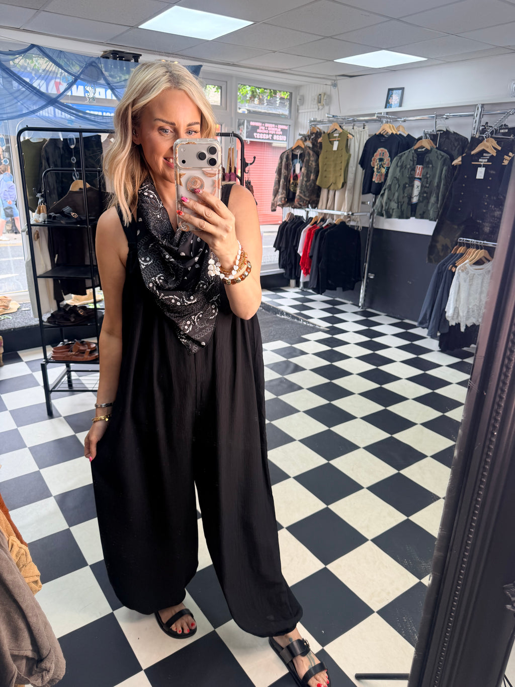 Bandana Scarf Jumpsuit black
