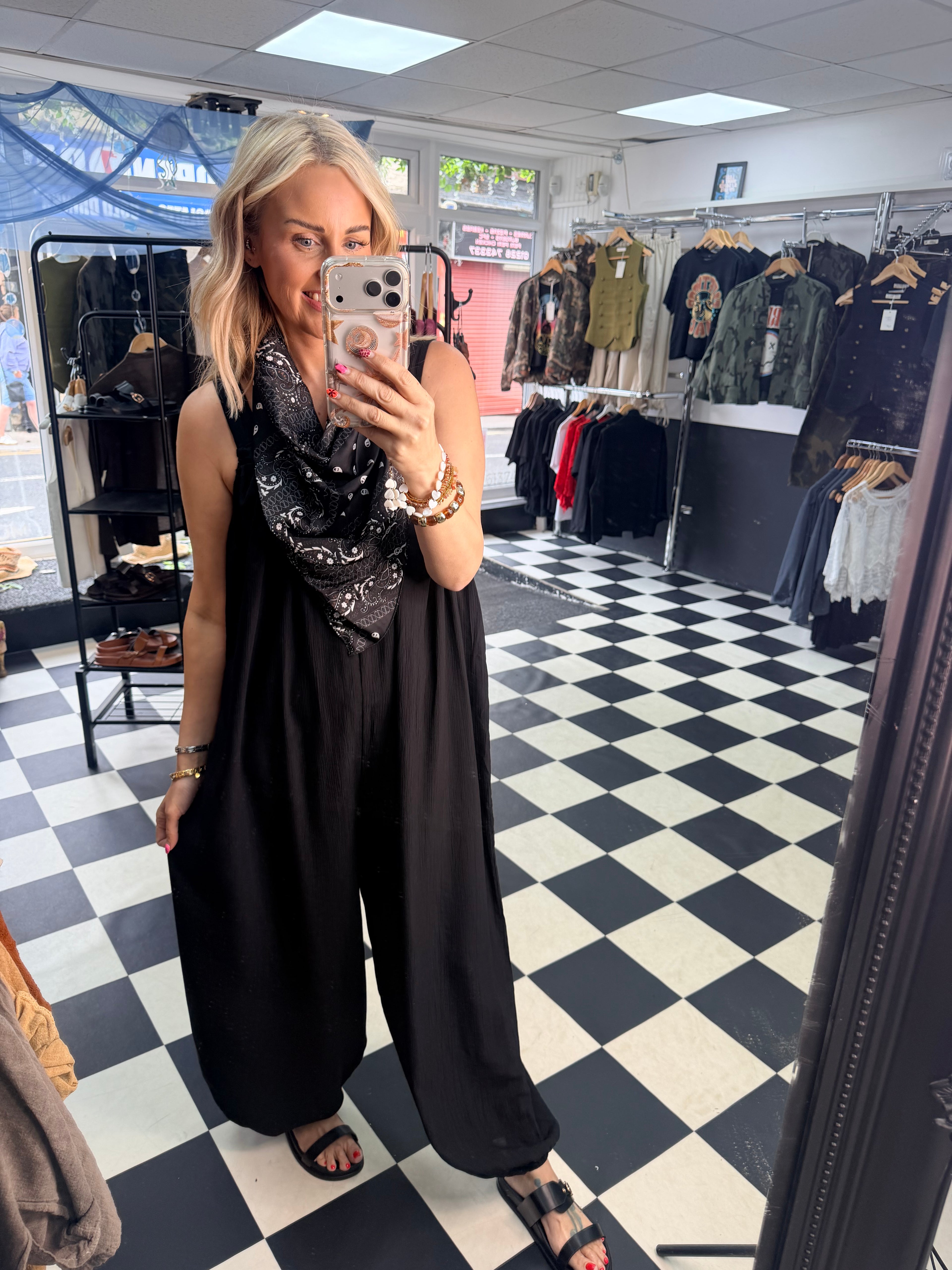 Bandana Scarf Jumpsuit black