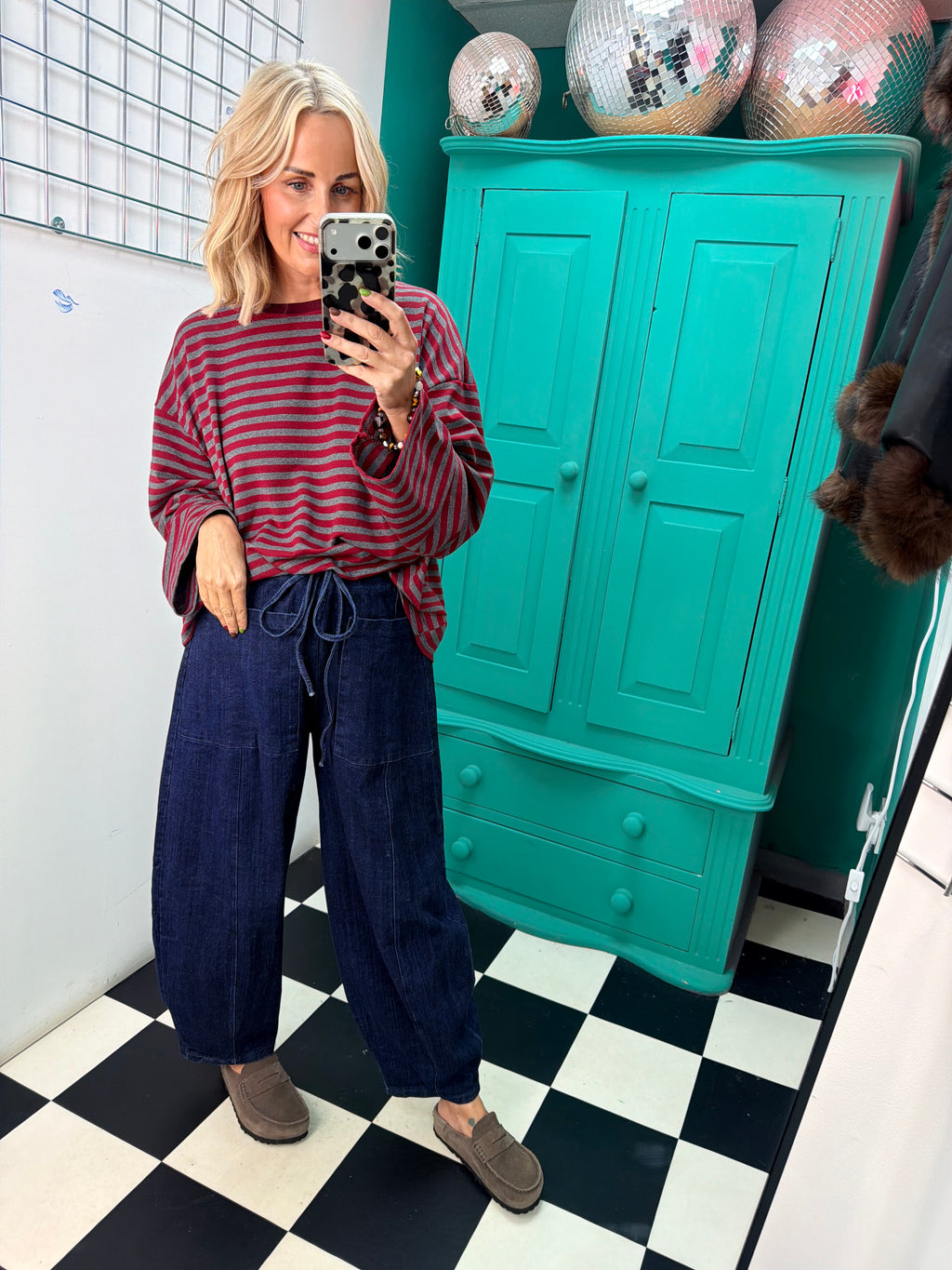 The cosy stripe - Grey and wine
