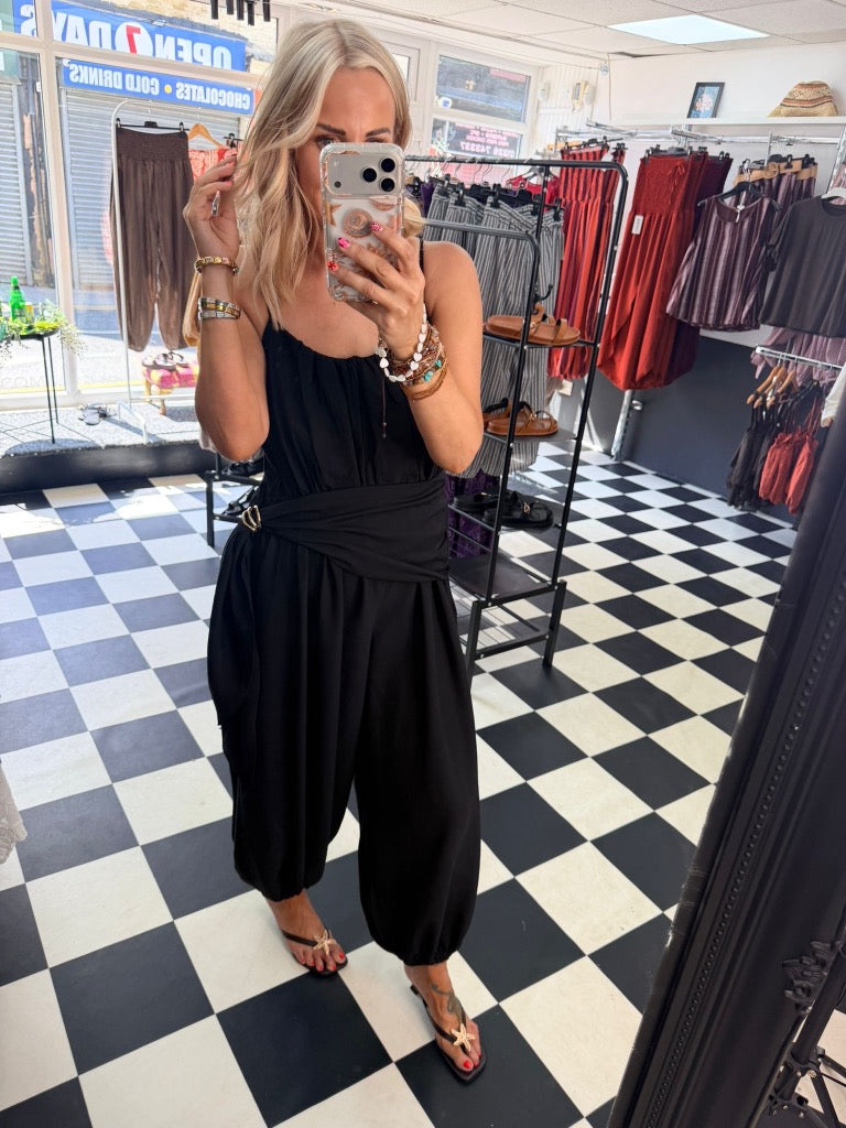 Wrap Crinkle Jumpsuit Black